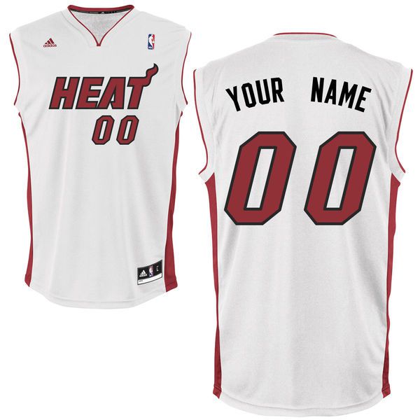 Men Adidas Miami Heat Custom Replica Home White NBA Jersey->->Custom Jersey